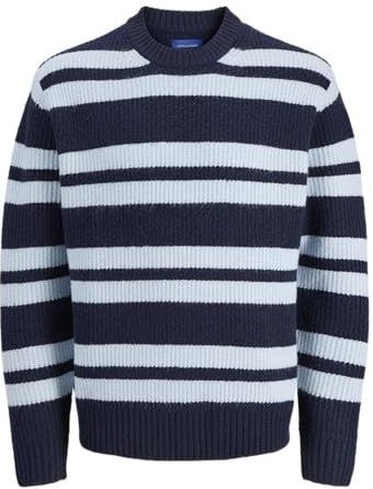 JACK & JONES Trui 'JORYORK OLLIE'  blauw / wit