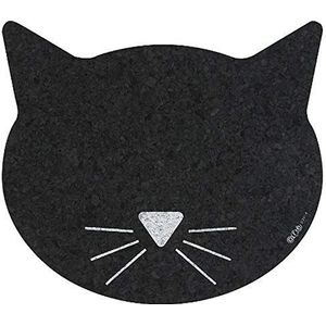 ORE Pet Zwarte kat gezicht gerecycled rubber huisdier placemat, maat: 1 pak