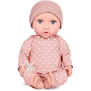 Babi Babypop met kleding in roze en fopspeen - zachte 36 cm pop met lichte huidskleur en blauwe ogen - speelgoed vanaf 2 jaar