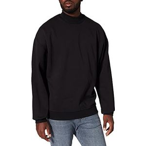 Urban Classics Herentrui met hoge geribbelde kraag, brede mock-neck, sweatshirt, overgesneden schouders, maat S tot XXL, zwart, XL