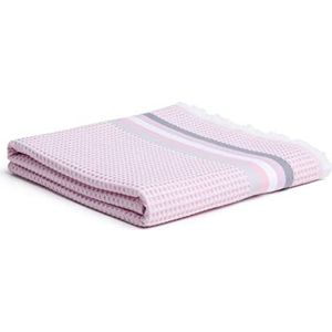 möve Summer Piquée badhanddoek 90 x 180 cm van 100% katoen, sneeuw/roze