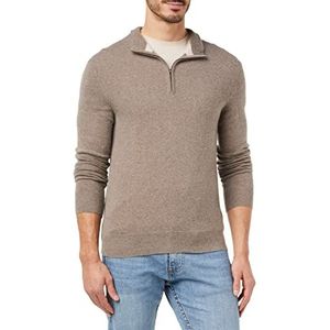 Hackett London Heren Merino Cash Mix Hzip Cardigan Sweater, Desert Taupe, S