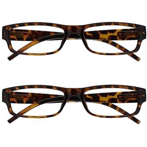 The Reading Glasses Leesbril, bruin, schubben, licht, comfortabel, waarde, 2 stuks, designerstijl, heren/vrouwen, UVR2Pk032BR +2,50