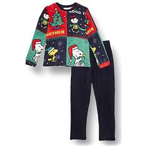 women'secret Skinny pyjama met lange fleece, bedrukt, kleur blok, Kerstmis in Snoopy-Firma, kaki donker, normaal voor dames, donker kaki, S