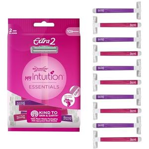 Wilkinson Sword - MyIntuition Essentials Extra 2 - Wegwerpscheerapparaat - Scheerapparaat met 2 mesjes voor dames - Smeerstrips met Aloë Vera - Pak van 10 stuks