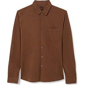 BOSS Mysoft 1 Slim Fit overhemd voor heren van katoen-jersey met rubberen knopen, Medium Brown217, S