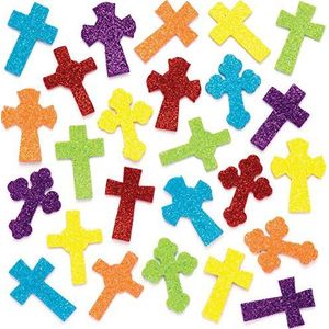 Baker Ross Glinsterende stickers ""kruis"" (120 stuks) – voor kinderen om te knutselen en te decoreren met Pasen