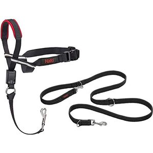 Halti Optifit-halster en trainingslijn, combinatiepakket, stop met het trekken van honden bij wandelingen met halti, inclusief medium Optifit-halsband en dubbele riem, zwart, medium halsband (14324W)