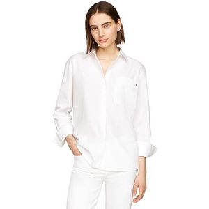 Tommy Hilfiger Dames essentieel katoen Easy FIT Shirt WW0WW41410 L/S Shirt, Th Optic White, 34, Wit (Th Optisch Wit), 60
