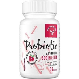Probiotica voor vrouwen - 300 miljard CFU, 12 verschillende soorten + prebioticum - Probiotica voor vrouwen voor dagelijkse spijsvertering, vaginale en urineweggezondheid, 60 capsules (1 Pack)