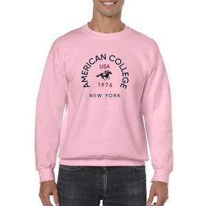 American College sweatshirt met ronde hals, roze, dames, maat XXL, model AC4, 100% katoen, Roze, XXL