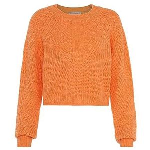 Libbi Dames casual, verkorte gebreide trui gerecycled polyester oranje maat XL/XXL, oranje, XL