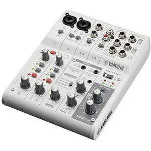 Yamaha AG06MK2 6-kanaals mixer voor livestreaming in wit, met USB audio-interface, voor Windows, Mac, iOS en Android