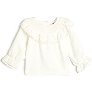 Koton Babygirl Shirt met lange mouwen, ruches, detail, elastische manchetten, wit (000), 6-9 Maanden