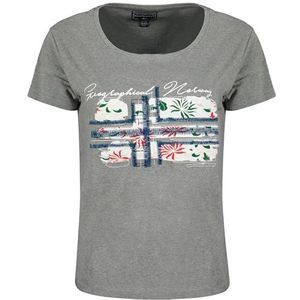 Geographical Norway Jepson Lady T-shirt met V-hals, modieus, regular fit, kleding met korte mouwen, lente, zomer, herfst, winter (lichtgrijs M), Lichtgrijs, M