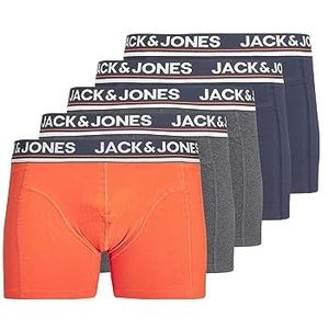 JACK & JONES Boxershorts voor heren, Dark Grey Melange/Pack: dgm - Red Orange - Navy Blazer - Navy Blazer, XL