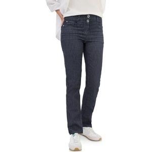 CECIL - Straight Leg Jeans - Donkerblauwe Wassing - Slim Fit - Hoge Taille