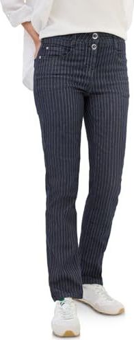 CECIL - Straight Leg Jeans - Donkerblauwe Wassing - Slim Fit - Hoge Taille