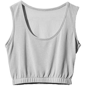 OHS Vrouwen zacht geborsteld getextureerde Rib Crop Tank Top Bralette Comfy Loungewear Shirt, Grijs, M/L