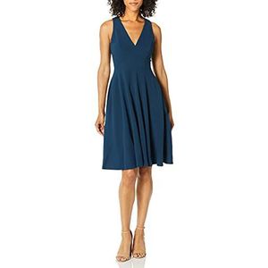 Dress the Population Women's Catalina Solid Sleeveless Fit & Flare Midi Dress, Peacock Blue M