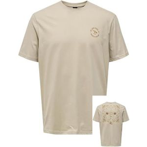 ONLY & SONS Onsmanuel Life Reg Ss Desert Tee T-shirt voor heren, Zilvervoering., S