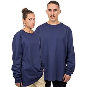 Blackskies Oversized basic T-shirt met lange mouwen, streetwear, luxe trui met lange mouwen, voor heren en dames, navyblauw, M