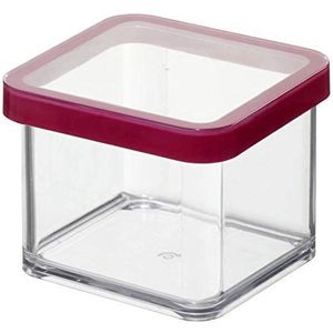 Rotho Loft vierkante opbergdoos 0,5l met deksel en dichting, Kunststof (SAN) BPA-vrij, transparant/rood, 0.5l (10.0 x 10.0 x 7.2 cm)