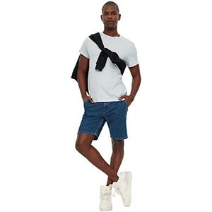 Trendyol Heren plissé reguliere shorts & bermuda denim shorts, marineblauw, 33