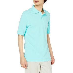 Amazon Essentials Men's Poloshirt van piqué-katoen met normale pasvorm (verkrijgbaar in grote en lange maten), Aquablauw, XS