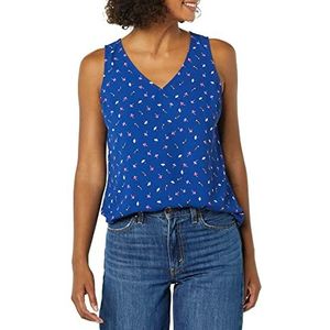 Amazon Essentials Dames Regular-Fit mouwloze gelaagde tanktop (verkrijgbaar in grote maten), helderblauwe Ditsy bloemen, XS