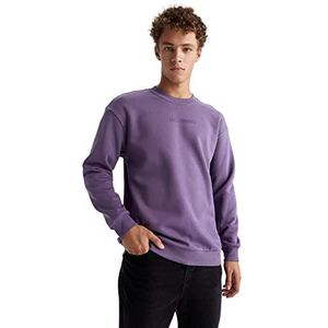 DeFacto Trui met lange mouwen voor heren - ronde hals sweatshirt voor heren (paars, S), lila, S
