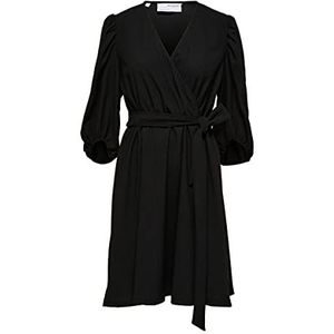 SELECTED FEMME dames jurk geribbeld, zwart, M