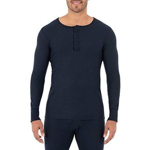 Fruit of the Loom Klassieke middengewicht wafel thermisch henley top ondergoed voor heren, marineblauw, M