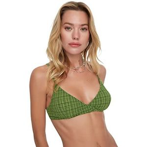 Trendyol Tweerijige bikini met twee knopen voor dames, badpak, groen, 62, Groen