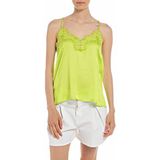 Replay - Damesblouse - Limoengroen - LIGHT VISCOSE SATIJN
