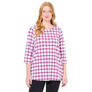 Ulla Popken - T-shirt - Magenta - Pima - Grote Maten - 3/4 Mouwen - A-lijn