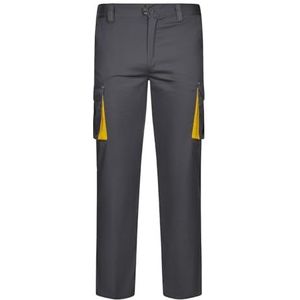 VELILLA 103024S; stretchbroek, tweekleurig, met meerdere zakken, grijs en geel, maat 58, Grijs en geel, 56