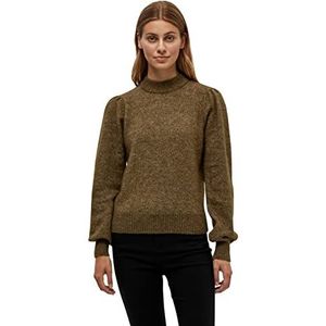 Minus Dames Mille Highneck Knit Pullover Sweater, Dark Olive Melange, M