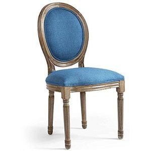 Menzzo eetkamerstoelen | stoel medaillon voor eetkamer, woonkamer of keuken | 2 stuks | stof blauw | stoel Louis XVI | comfortabel | Afmetingen: L 49 cm x D 46 cm x H 96 cm Zitvlak: 43 cm