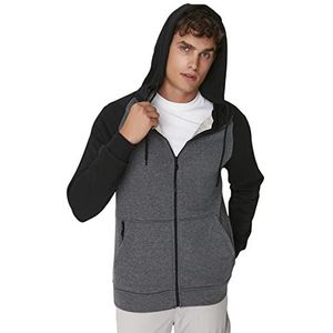 Trendyol Mannelijke sportkleding Regular Basic capuchon gebreid sweatshirt, Antraciet, S