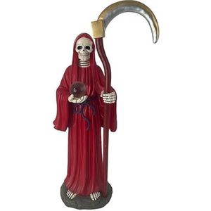 DRW Figuur Santa Tod, rood met Sense en kristallen bol, 20 x 20 x 69 cm
