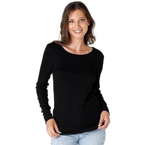 LOVABLE Warm Rib shirt met lange mouwen voor dames, Zwart, XL