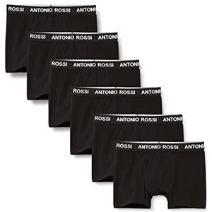ANTONIO ROSSI FM London Heren Antonio Rossi Fitted Boxer Hipsters (Pack van 6), Zwart, S