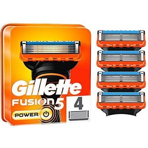 Gillette Fusion 5 Power scheermesjes, 4 reservemesjes voor nat scheerapparaat voor heren, met 5-voudig lemmet, 4 stuks (1 stuk)