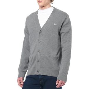 GANT Casual katoenen cardigan, dark grey melange, S
