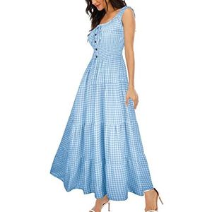 OSTOO Women's 2025 Summer Boho Floral Print Tiered Casual Flowy Long Maxi Dress(Blue,S)