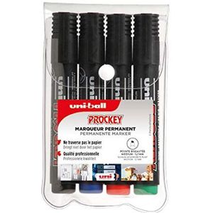 Uni Ball - Uni Mitsubishi Pencil - permanente marker, geurloos Uni Prockey PM126 - multifunctionele houder - waterbasis, geurneutraal - afgeschuinde punt 5,7 mm - 4 kleuren