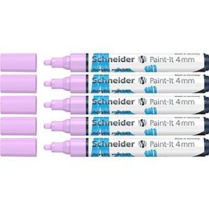 Schneider Paint-It Acrylstiften (met 4 mm ronde punt, hoogdekkende acrylverf voor hout, canvas, steen en nog veel meer.) 5-pack, pastelpaars