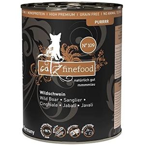 catz finefood Purrrr Wilde zwijn Monoprotein kattenvoer nat N° 109, voor voedingsgevoelige katten, 70% vleesgehalte, 6 x 400 g blik