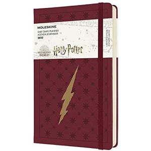 Moleskine 12 maanden dagplanner 2022, dagkalender 2022, gelimiteerde speciale editie Harry Potter, thema flits, vaste omslag en elastische sluiting, formaat 13 x 21 cm, 400 pagina's,bordeaux